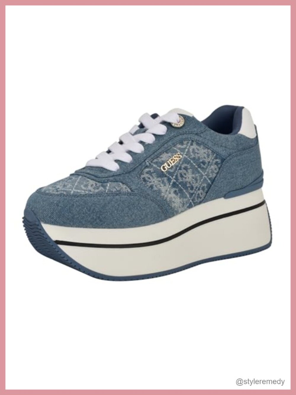 Chunky Platform Denim Lace-Up Fashion Sneakers Retro Casual